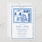Under the sea blue cute turtle baby shower kaart (Voorkant)