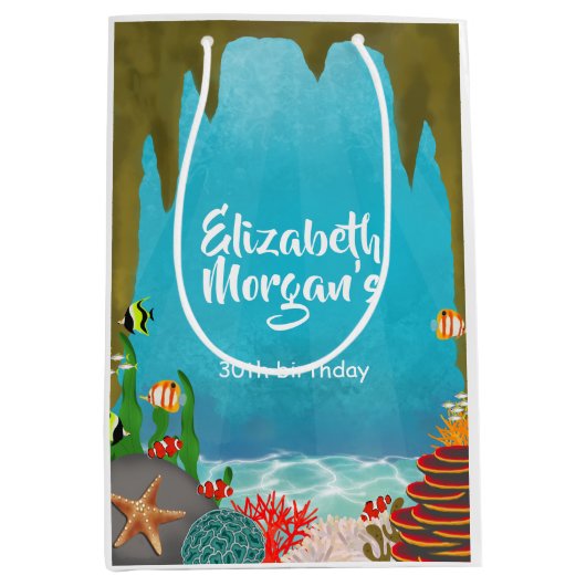 Under the Sea Cave Beautiful Creatures Birthday Medium Cadeauzakje (Voorkant)