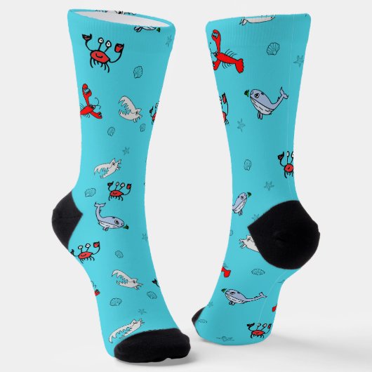 Under the Sea Crew Socks for Everyone - Aqua Sokken (Gebogen)