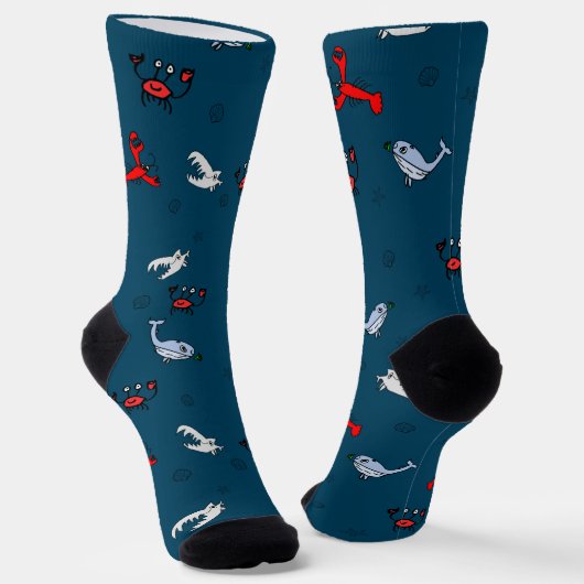 Under the Sea Crew Socks for Everyone - Navy Sokken (Gebogen)