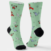 Under the Sea Crew Socks for Everyone - Sea Green Sokken (Gebogen)