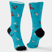 Under the Sea Crew Socks for Everyone - Teal Sokken (Gebogen)