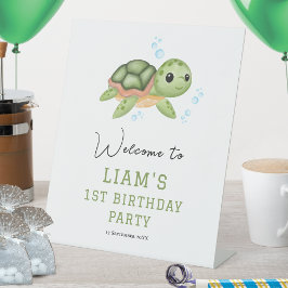 Under the sea first birthday tabletop Welcome Sign Reclamebord Met Voetstuk