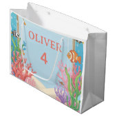Under the Sea Gift Bag, Oliver's 4th Birthday Pres Groot Cadeauzakje (Voorkant Gekanteld)
