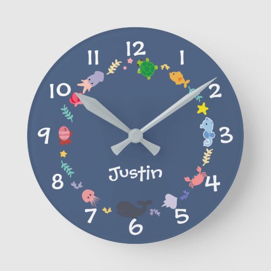 Under the Sea Kids Nursery Wall Clock Ronde Klok (Voorkant)