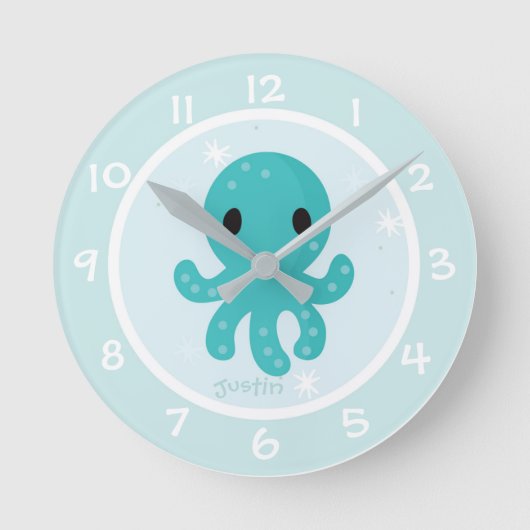 Under the Sea Kids Nursery Wall Clock Ronde Klok (Voorkant)