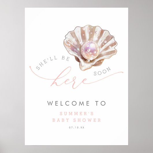Under The Sea Little Pearl Baby Shower Welcome Poster (Voorkant)