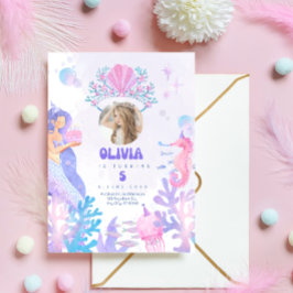 Under the sea Mermaid Birthday Invitation card Kaart