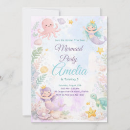 Under The Sea Mermaid Birthday Invitation Kaart