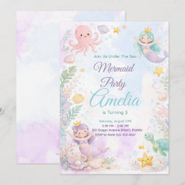 Under The Sea Mermaid Birthday Invitation Kaart