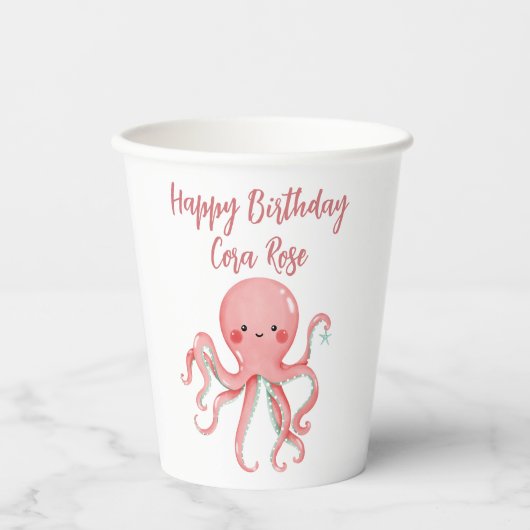 Under The Sea Mermaid Girls Birthday Paper cup Papieren Bekers (Voorkant)