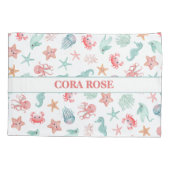 Under the Sea Mermaid Girls Whimsical Kussensloop (Achterkant)