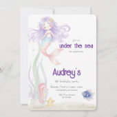 Under The Sea Mermaid Invitation Kaart (Voorkant)