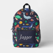 Under the Sea Navy Blue Personalized Name Backpack Bedrukte Rugzak (Voorkant)