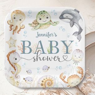 Under The Sea Ocea Babyshower Geslacht Neutraal Papieren Bordje