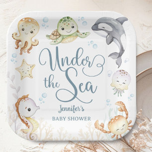 Under The Sea Ocea Babyshower Geslacht Neutraal Papieren Bordje