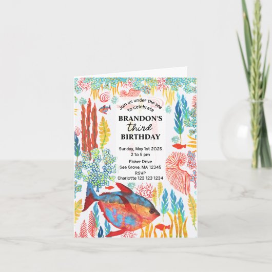 Under The Sea Ocean Animal watercolor Birthday  (Voorkant)