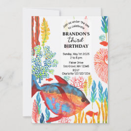 Under The Sea Ocean Animal watercolor Birthday Save The Date