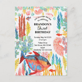 Under The Sea Ocean Animal watercolor Birthday Uitnodiging Briefkaart