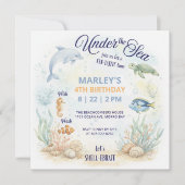 Under the Sea Ocean Animals Beach Birthday Kaart (Voorkant)