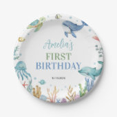 Under The Sea Ocean Animals Birthday Papieren Bordje (Voorkant)