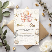 Under the sea ocean animals girl Baby Shower Kaart