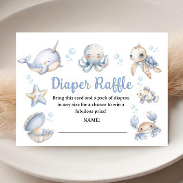 Under The Sea Ocean Baby Shower Blue Diaper Raffle Informatiekaartje