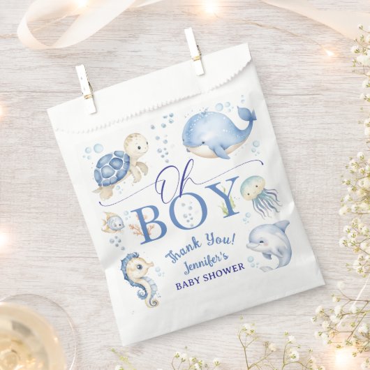 Under The Sea Ocean Baby Shower Boy Blue  Bedankzakje (Geknipt)