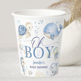 Under The Sea Ocean Baby Shower Boy Blue Papieren Bekers