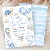 Under The Sea Ocean Baby Shower Boy Dusty Blue Kaart