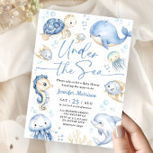 Under The Sea Ocean Baby Shower Boy Dusty Blue Kaart