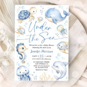 Under The Sea Ocean Baby Shower Boy Dusty Blue Kaart