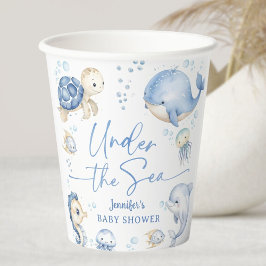 Under The Sea Ocean Baby Shower Boy Dusty Blue Papieren Bekers