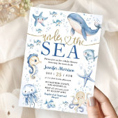 Under The Sea Ocean Baby Shower Boy Navy Blue Gold Kaart