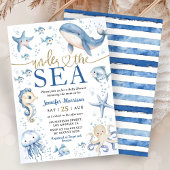 Under The Sea Ocean Baby Shower Boy Navy Blue Gold Kaart