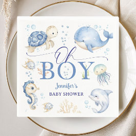 Under The Sea Ocean Baby Shower Boy Paper Napkins Servet