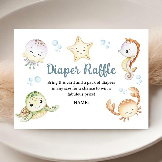 Under The Sea Ocean Baby Shower Diaper Raffle Informatiekaartje