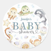 Under The Sea Ocean Baby Shower Gender Neutral Ronde Sticker (Voorkant)