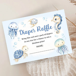 Under The Sea Ocean Baby Shower Jongen Luier Raffl Informatiekaartje