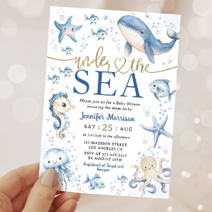 Under The Sea Ocean Baby Shower Jongen Navy Blauwe Kaart