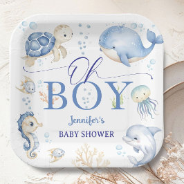 Under The Sea Ocean Baby Shower Oh Boy Blue Papieren Bordje