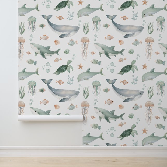 Under the Sea Ocean Boys Nursery Kids Room Behang (Applicatie)