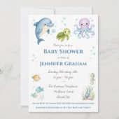 Under the Sea, Ocean Creatures Baby Shower Kaart (Voorkant)