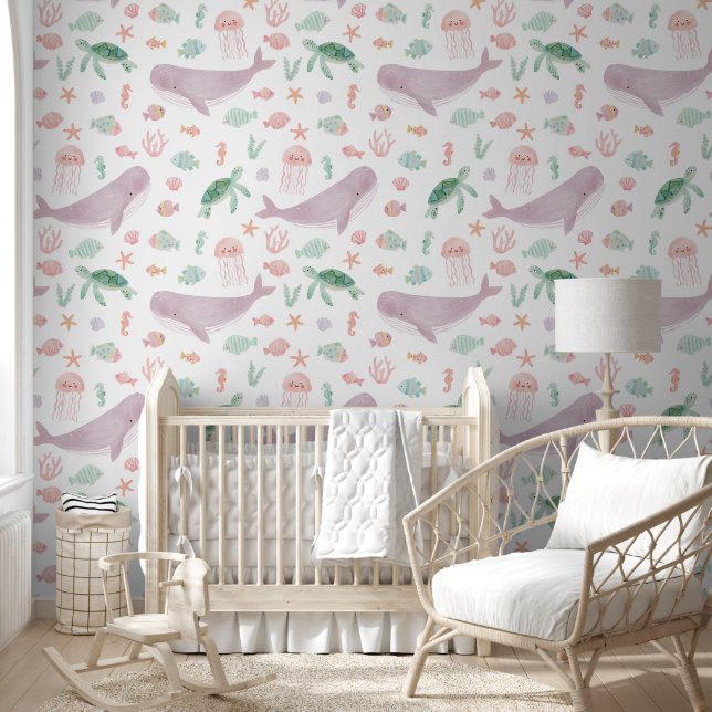 Under the Sea Ocean Girls Nursery Kids Room Behang (Kinderen)