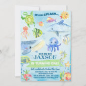 Under the Sea ocean life boy birthday invite. Kaart (Voorkant)