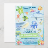 Under the Sea ocean life boy birthday invite. Kaart (Voorkant / Achterkant)