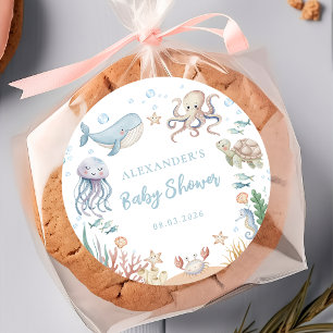 Under The Sea Oceandieren Baby Shower Ronde Sticker