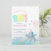 Under The Sea Octopus Schelp Baby Shower Kaart (Staand voorkant)