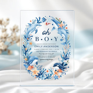 Under the Sea Oh Boy Blue Baby Shower Acryl Uitnodigingen