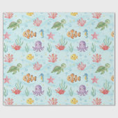 Under the Sea Party Colourful Ocean Creatures Cadeaupapier (Vlak)